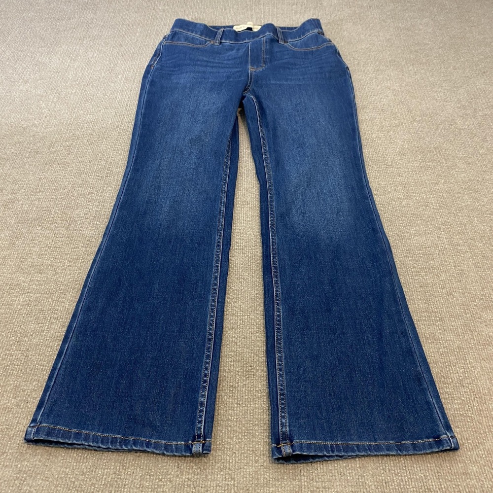 Soft Surroundings Wide Leg Jeans Womens S Blue Med Wash Mid Rise Stretch Denim